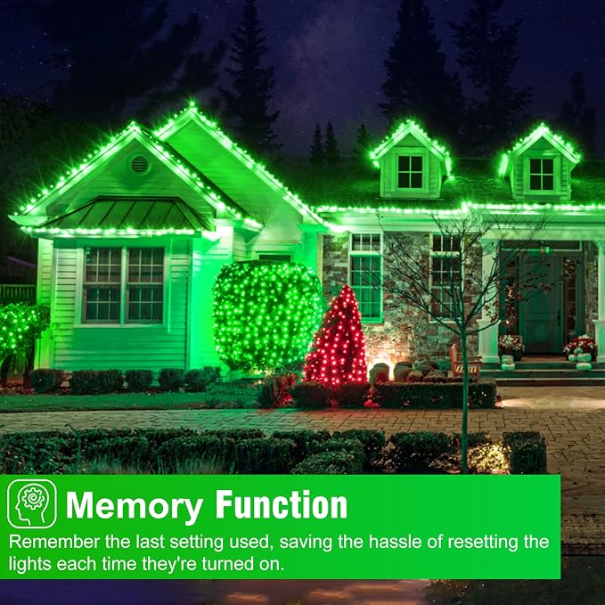 Green Christmas Lights Outdoor, 100FT 300 LED Christmas Tree Lights with 8 Modes, Waterproof Connectable String Lights for Outside Indoor Bedroom House Patio Garden Party Holiday Decorations