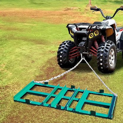 GarveeTech Drag Harrow Driveway Grader 8 ft, Driveway Drag for Gravel with 6 ft Heavy Duty Chain, Tow Behind Lawn Rake for ATV, UTV, Tractor, Mower, Power Rake for Gravel, Sand, Soil, Hay