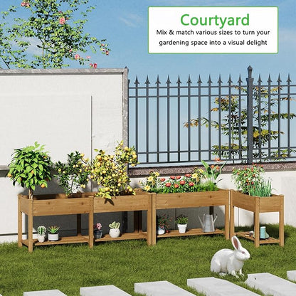 72x24x30.7in Wooden Raised Garden Bed with Legs Elevated Planter Box Gardening Outdoor Planter Box Patio Kit Planting Bed for Vegetables Flowers Herbs Outdoor for Patio Balcony Backyard (Brown, Large)