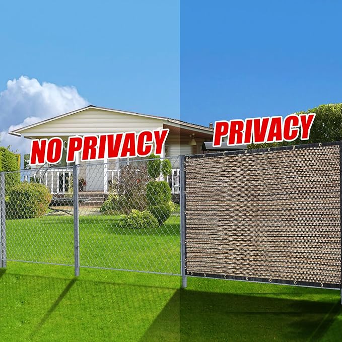 Brown 6FT X 50FT Outdoor Privacy Screen Fence & Mesh Shade Net Cover, Ideal for Garden and Backyard - Enhances Privacy for Fencing & Chain Link, Perfect for Patio Privacy Wall, Slats，Freestanding