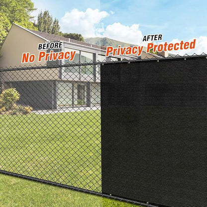 iCover 4x50ft Privacy Screen Fence, Outdoor Fencing Panels, Garden Windscreen Mesh Shade Sail Net Barrier, Include Reinforced Bindings and Brass Grommets Cable Zip Ties, Black