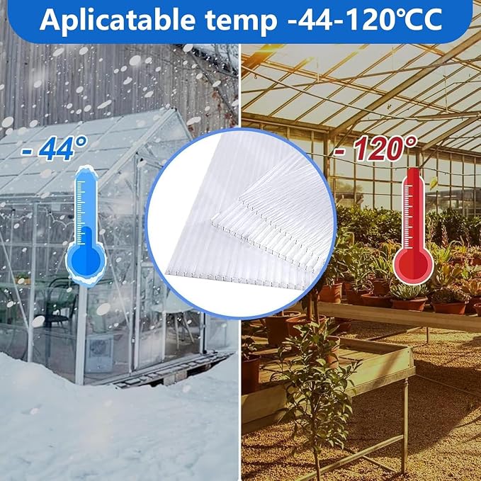 DGSL 14 Pcs Polycarbonate Greenhouse Panels, 6' x 2' x 0.32'' Twin-Wall Panels, Polycarbonate Sheet for All Weather Outdoor Garden and Greenhouse Covering