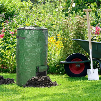 MyLifeUNIT Compost Bins Outdoor, Composting Bin for Outside Garden, Reusable Garden Yard Waste Bag, 34 Gallons (1 Pack, Green)
