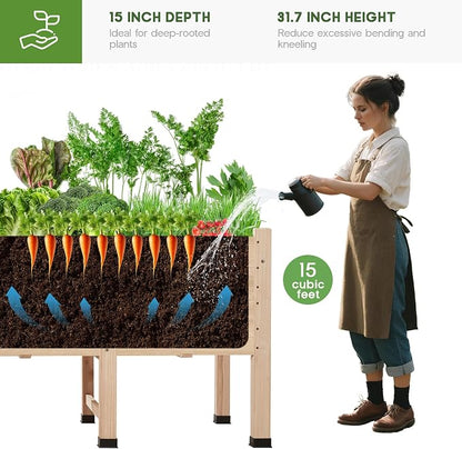 SPECRAFT 7x2 Ft Raised Garden Bed, Featuring Legs, Drainage Holes, Ideal for Vegetables, Flowers, Elevated Wood Planter Box for Balcony, Patio, and Backyard, Easy Assembly