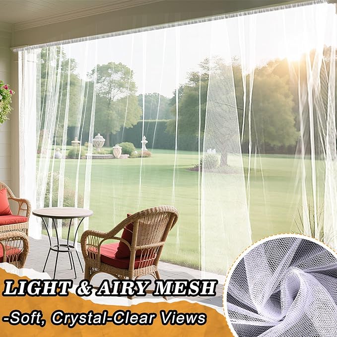 ANPHSIN 65x10ft Ultra fine Mosquito Net for Patio - Mesh Netting Screen for Outdoor Garden Porch Balcony, Protects Skin & Plants from Bugs, Birds, White