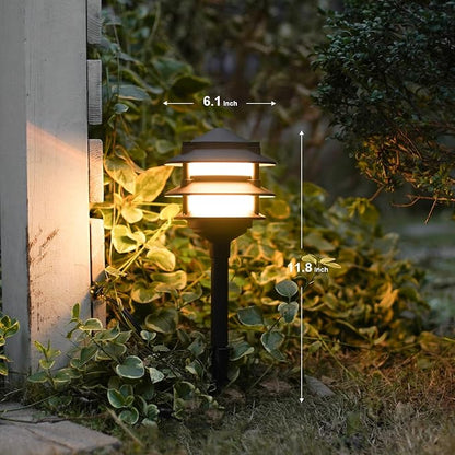 GOODSMANN Landscape Lighting 4PK Pathway Lights Low Voltage 2.2 Watt LED 12V AC Landscape Lights 30 Lumen Warm White with Cable Connectors Metal Stakes 9122-21102-04A