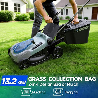 18-Inch Electric Lawn Mower, 40V Self-Propelled Cordless Lawn Mower with 4.0Ah Battery & Charger, Brushless Motor, 2-in-1 Mulching & Bagging, 6-Position Height Adjustment, for Small to Medium Yards
