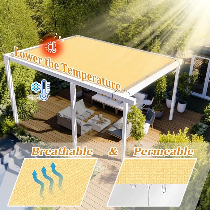 Shade&Beyond Customized Size 14' X 23' Shade Cloth with Grommets, 90% UV Protection UV Protection Mesh Tarp Sun Screens for Patio GN01, Sand