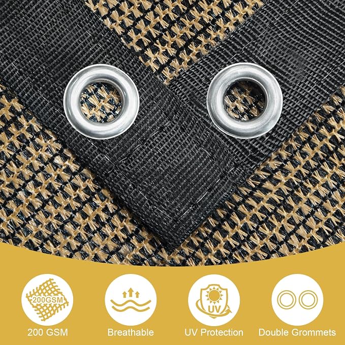 Shade&Beyond 90% Sun Shade Cloth with Grommets, 4' X 8' Pergola Shade Cover Canopy, Mesh Tarp Sun Screens for Patio, Outdoor, Garden, Backyard, Mocha
