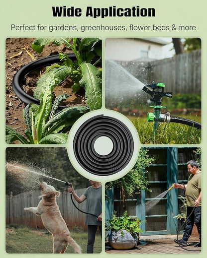 Pawfly 1/2 Inch Drip Irrigation Tubing (50 ft Roll), 1/2 Irrigation Tubing, Black Polyethylene Main Line, Blank Distribution Tubing for Drip Irrigation System, Drip Irrigation Hose for Garden Watering