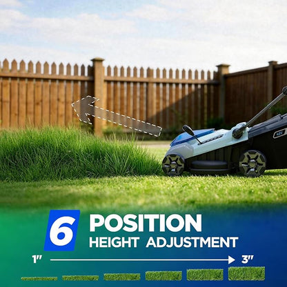 16-Inch Electric Lawn Mower, 40V Brushless Cordless Push Mower with 4.0Ah Battery & Charger, 2-in-1 Mulching/Bagging, 6-Position Height for Small Yards