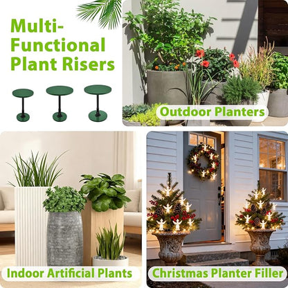 Axcoix 2 Pack Adjustable Height Plant Risers for Inside Pots, 17.5-30" Wooden Planter Inserts for Large Pots Sturdy Support, Pot Fillers for Tall Square Round Taper Planters (6" 8" 10" Base or Top)