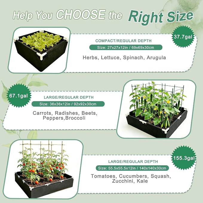 3 * 3FT Felt Garden Raised Bed with Plant Covers, No-Tool Growing Bed with Bug Insect Proof Mesh Plant Tents & Sun Shade, 3 Sizes Plant Protection System for Vegetables, Fruits & Flowers