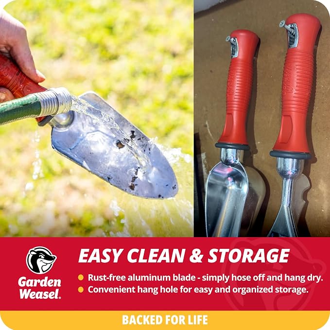 Garden Weasel 3-Piece Hand Tool Combo Set | Trowel, Transplanter and Cultivator | Heavy Duty Lawn and Garden Set, Digging, Planting, and Weeding | 91370