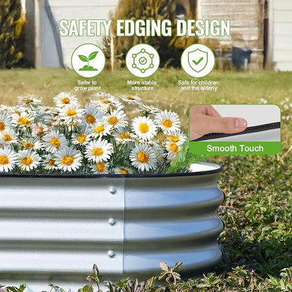 Backyard Expressions Home Galvanized Raised Garden Bed Kit 4x2x1ft, Planter Box Raised Garden Beds Outdoor, Easy Assembly Metal Raised Bed for Gardening Vegetables, Fruits, Flowers - Silver