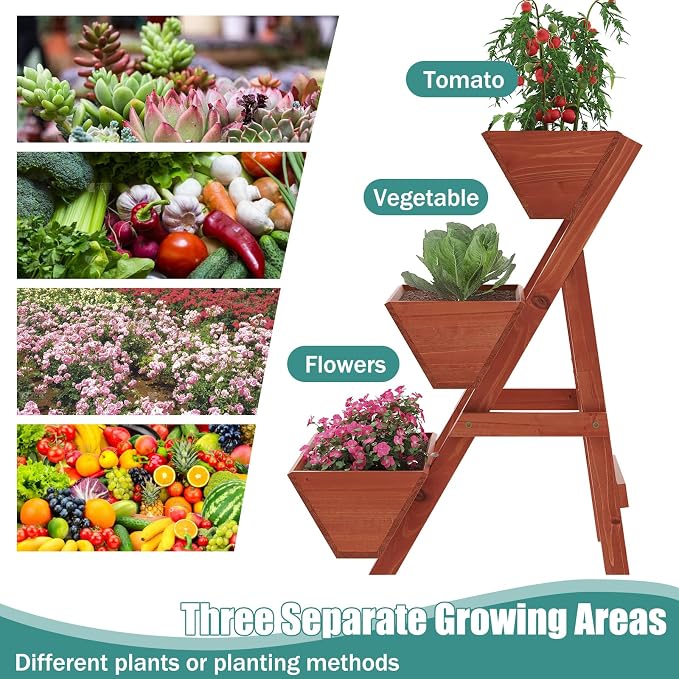 viewcare Raised Garden Bed, 3 Tier Small Vertical Garden Planter for Indoor & Outdoor, Raised Planter Box with Legs, Garden Planter Box for Flowers/Vegetables/Plants