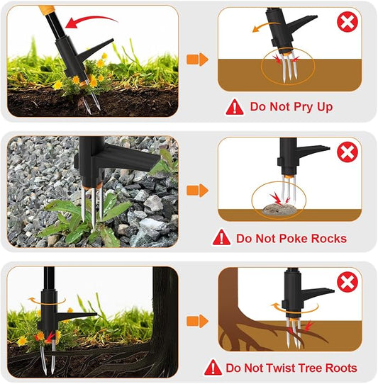 Weed Puller Tool, Fully Stand Up Weeding Tool With 3 Claws - Zero Bending and Back Saver, Effortless and Efficient Weed Remover, Durable and Lightweight Weeder, Ideal for Effortless Weed Removal