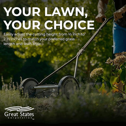 Great States 415-16 16-Inch Reel Lawn Mower with T-Style Handle