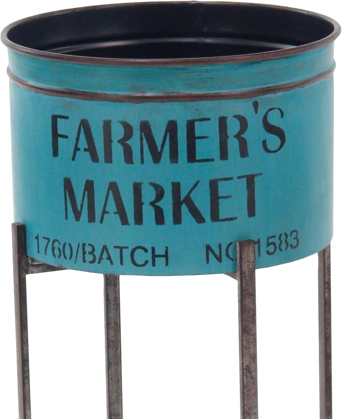 Deco 79 Metal Indoor Outdoor Planter Farmers Market Large Planter Pot, Set of 3 Planters 22", 25", 28"H, Multi Colored