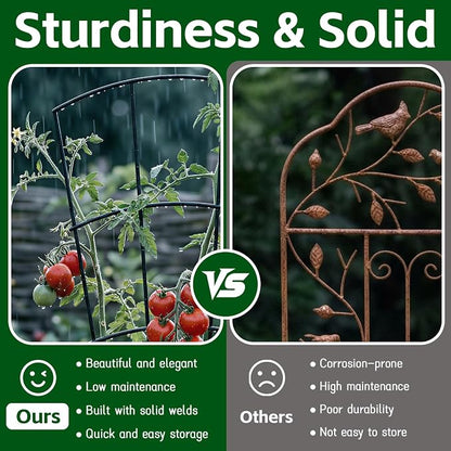 Thealyn 4 Pack 56" Metal Plant Trellis for Pots & Garden Beds, Rustproof Support for Indoor Outdoor Climbing Plants, Vines, Flowers, Fan Shaped, Black