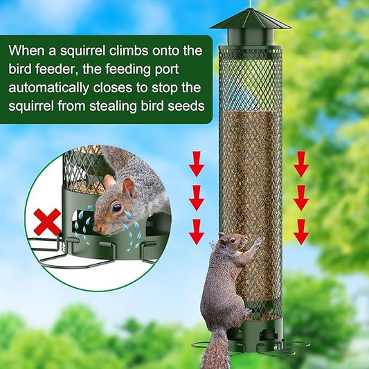 Metal Squirrel Proof Bird Feeders for Outdoors Hanging 5.5LB Lager Capacity