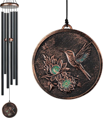 60 Inch Large Wind Chimes for Outside, Deep Tone Hummingbird Decor | Deep relaxing tones, 60-inch size, weather-resistant aluminum, vintage hummingbird design, gift boxed and ready to hang