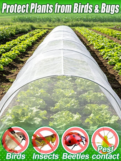 8x25ft Large Garden Netting - Ultra Fine Mesh Plant Covers to Keep Small Animals Pest Out, Bird Barrier Screen for Protecting Vegetables Fruits Flowers Raised Beds (Without Support Pole)