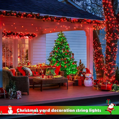 JMEXSUSS 2 Pack Solar String Lights Outdoor Waterproof, Total 66 FT 200 LED Solar Christmas Lights Outdoor, Twinkle Light for Christmas Tree Outside Garden Yard Xmas Decor, Red to Green