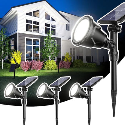 ROSHWEY Solar Outdoor Lights, Waterproof Solar Yard Lights 600LM Spot Light Outdoor for Tree Pathway Walkway Driveway Patio (Cool White, 4Pack)