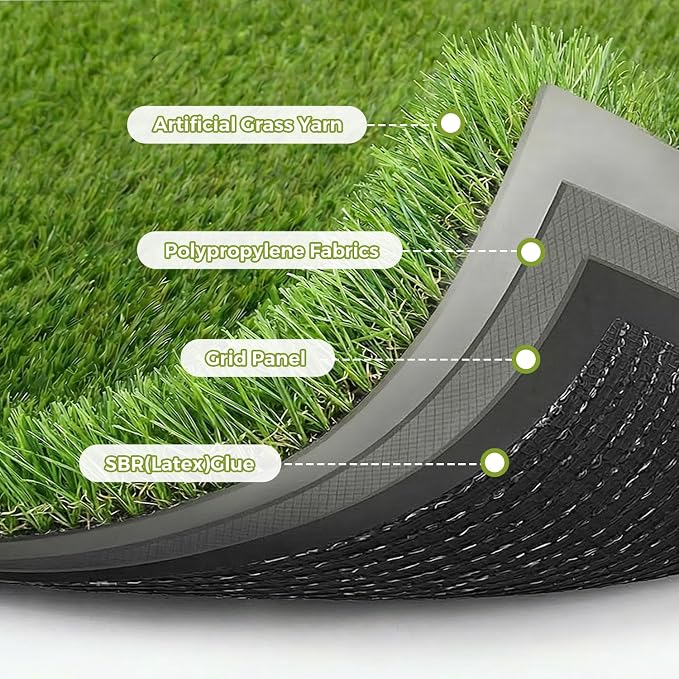 Artificial Grass Rug Indoor Outdoor, 5 x 10FT Fake Grass Turf with Drainage Holes, Realistic Artificial Lawn Rug Dog Pets Mat, Turf Carpet for Garden Lawn Landscape Balcony Patio Backyard Decor