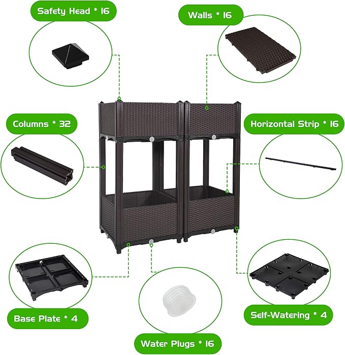 D'vine Dev Raised Beds - Elevated Garden Box with Drainage Plug, Standing Planter Beds for Vegetable/Flower/Herb Gardening Kit, RGB-4