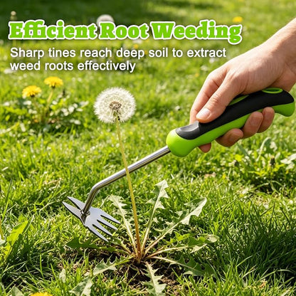 Weed Puller Tool, Stainless Steel Garden Weed Pulling Tool, Manual Weeder & Root Remover Tool, Ergonomic Hand Weeder with Non-Slip Handle, Uprooting Weeding Tools for Lawn, Yard & Gardening | easy to use ,work great,