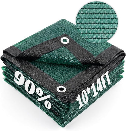 Cool Area 90% Sun Shade Cloth Mesh Tarp with Grommets for Plant Cover 10x14ft Patio Canopy Garden Pergola Greenhouse Car Barn Kennel Dark Green