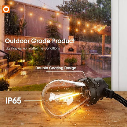 addlon 50FT Outdoor String Lights LED Waterproof Patio Lights with Edison Dimmable Bulbs Shatterproof Commercial Grade Hanging for Outside Cafe Bistro Garden Balcony Porch Yard Deck Gazebo