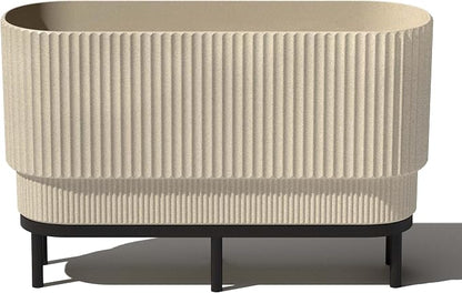 Veradek Demi Series Raised Long Planter for Indoor/Outdoor Use | Made from Plastic & Stone w/Wooden Stand | Modern Patio Décor for Flowers/Shrubs