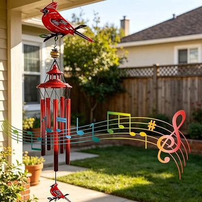 Hummingbird Wind Chimes Outdoor for Men/Women/Dad/Grandpa Birthday Gift Memorial Gift Metal Chimes Decor for, Home, Lawn, Porch, Patio, Garden Decor, Yard Decoration (Red Bird Station)