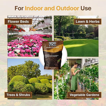 WONDER SOIL | Premium Organic Worm Castings for Plants | 3 lbs (2 Quarts) Bag Natural Soil Amendment for Indoor & Outdoor Plants, Vegetables, Flowers, Gardens | Fertilizer & Compost Enhancer | 3LBS