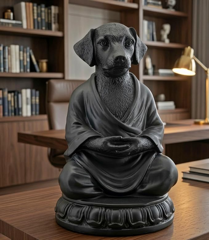 Bellaa Dog Statue Meditating Zen Buddha Yoga Pose Figurine, 6 Inch Resin Sculpture for Indoor Living Room & Outdoor Garden Decor, Mindfulness Monk Namaste Animal Gift 29608