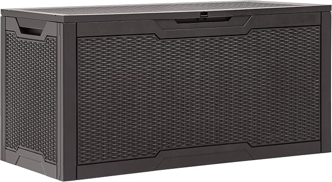 YITAHOME 100 Gallon Outdoor Storage Box | Large Water Resistant Resin Deck Box, Indoor Outdoor Lockable Storage Container for Patio, Garden, Cushions, Tools, Equipment