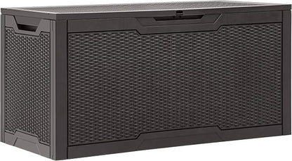 YITAHOME 100 Gallon Outdoor Storage Box | Large Water Resistant Resin Deck Box, Indoor Outdoor Lockable Storage Container for Patio, Garden, Cushions, Tools, Equipment