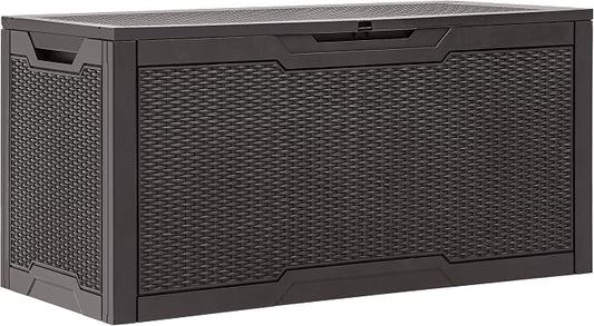 YITAHOME 100 Gallon Outdoor Storage Box | Large Water Resistant Resin Deck Box, Indoor Outdoor Lockable Storage Container for Patio, Garden, Cushions, Tools, Equipment