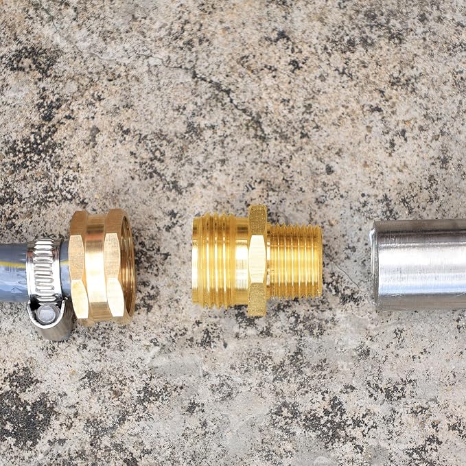 SIGURANTA Garden Hose Connector Adapter,3/4" GHT male and 1/2" NPT male Connectors, Brass Repair Fittings, for female Hose to female Hose (10 Pack)