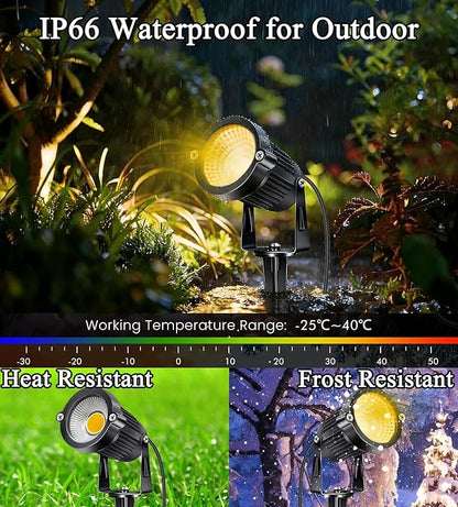 10 Pack Low Voltage Landscape Lights LED 5W Landscape Lighting with connectors AC/DC 12V-24V Outdoor Spotlight IP66 Waterproof Tree Flag Lights Warm White Spotlights for Yard Garden Pathway