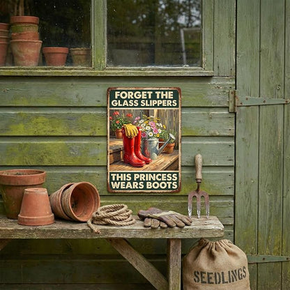 Garden Decor Sign This Princess Wears Boots Wall Art | Garden Enthusiasts • Porch Patio Display • Garden Theme • Rustic Farmhouse Style • UV Printed • 8x12 Inch