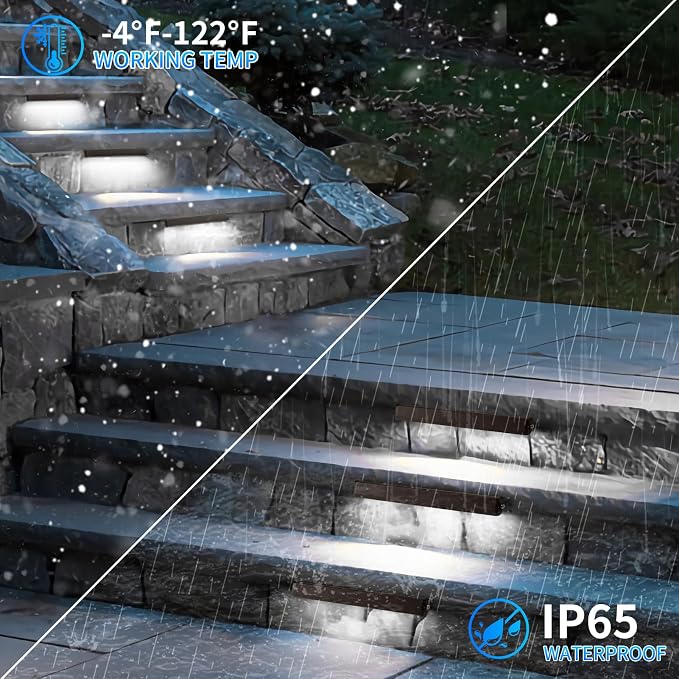 8-Packs 3W 7inch LED Hardscape Paver Lighting,12V AC/DC Low Voltage Retaining Wall Lights,Landscape Lighting,5000K Daylight White Outdoor Step Light,50,000 Hours Lifespan-Black