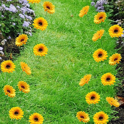 Garden Stakes Decor,10Pcs Garden Stakes Decorative Outdoor Lawn Pathway Patio Plant Pot Art Stick Yard Art Decorations for Pot Lawn Patio Corridor Flower Bed Outdoor Plant (Sunflower 5PCS)