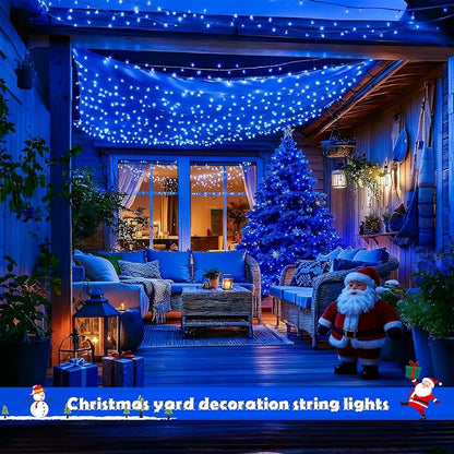 JMEXSUSS 2 Pack Solar String Lights Outdoor, Total 66 FT 200 LED, Blue | Waterproof, 8 Modes, Solar Christmas Lights for Outside Patio Christmas Tree Garden Yard Xmas Decorations