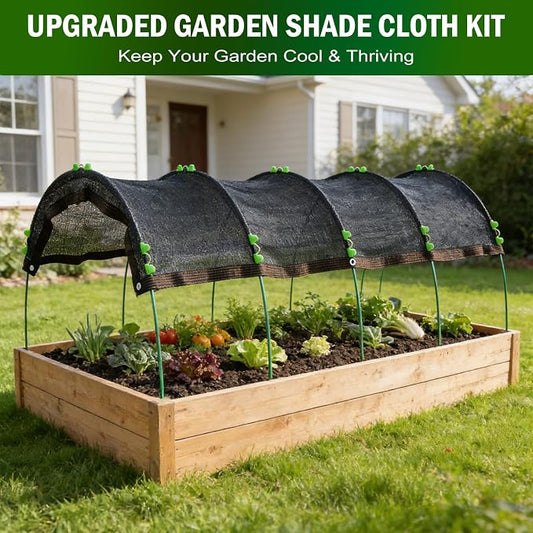 Uyittour Garden Shade Kit 78.7"x39.4", 70% Black Shade Cloth with Hoops for Plants, Raised Garden Bed Shade Cover for Heat Protection, Sun Shade for Outdoor Vegetables, Flowers & Greenhouse