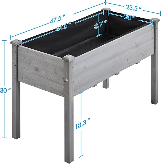 Topeakmart Elevated Planter Bed Outdoor, Wooden Raised Garden Bed, Rectangle Raised Bed with Stable Structure Wooden Garden Box Standing Planter for Garden/Patio/Backyard/Outdoor,2pcs