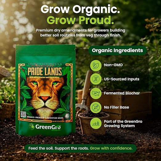 Pride Lands Veg Premium Organic Dry Top Dress Fertilizer for The Vegetative Cycle, Bigger Buds and Healthier Plants with Our Complete Veg Food, All Natural, Safe for Plants You Consume, 2 lb